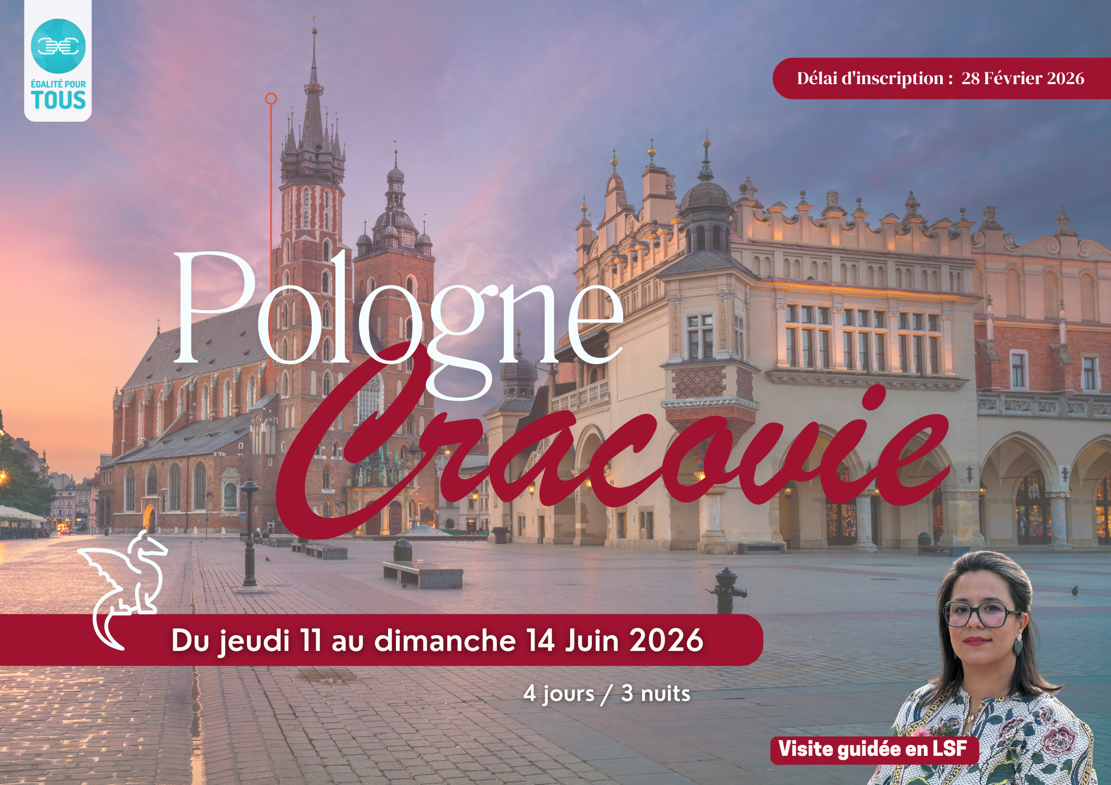 Affiche Cracovie 11–14 juin 2026 – Égalité pour Tous